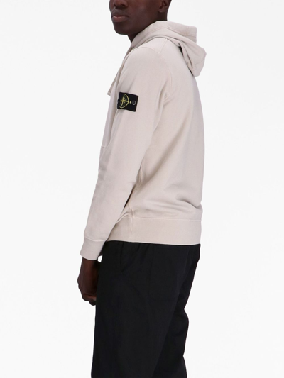 Stone Island Compass-motif Cotton Hoodie In Neutrals