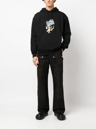 Shop Martine Rose Better Days-print Cotton Hoodie In Black