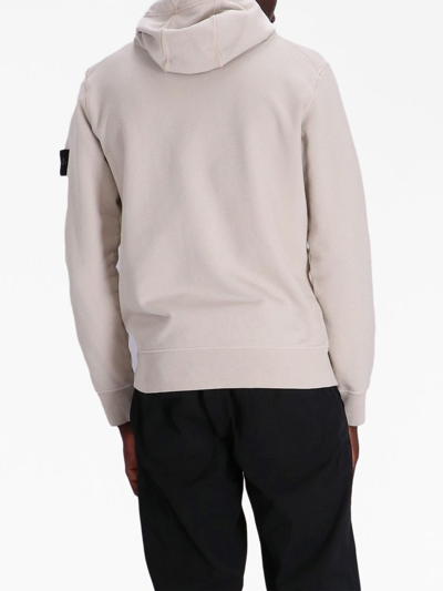 Stone Island Compass-motif Cotton Hoodie In Neutrals