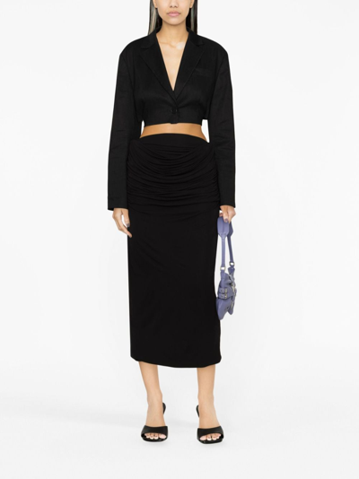 Shop Paris Georgia Draped Midi Straight Skirt In Black