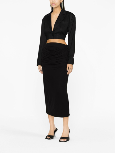 Paris Georgia Draped Midi Straight Skirt In Black