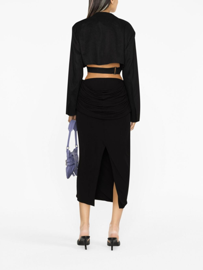 Shop Paris Georgia Draped Midi Straight Skirt In Black