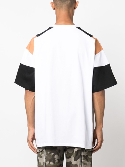 Shop Martine Rose Panelled Logo-print Cotton T-shirt In White