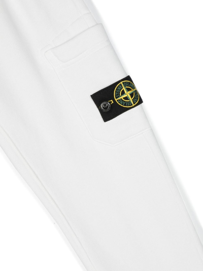 Stone Island Compass-patch Cotton Track Pants In White