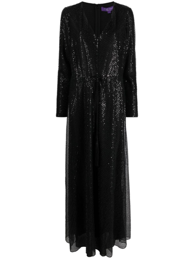 Polo Ralph Lauren Carmelo Sequinned Maxi Dress In Black