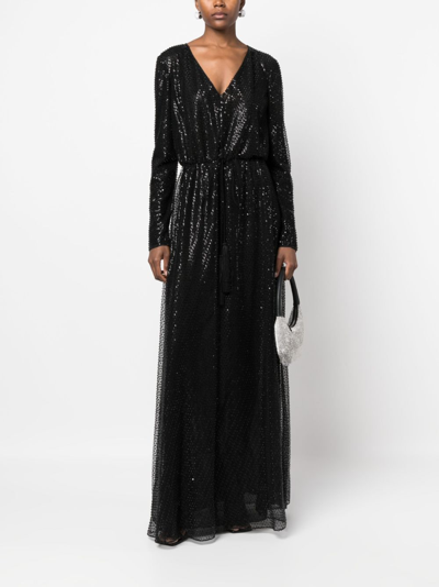 Polo Ralph Lauren Carmelo Sequinned Maxi Dress In Black