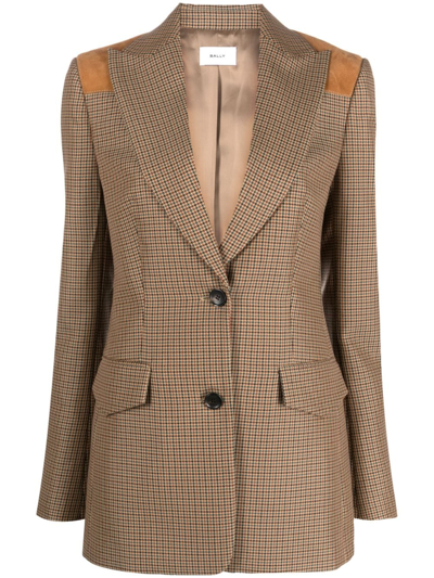 Shop Bally Single-breasted Check-print Blazer In Brown