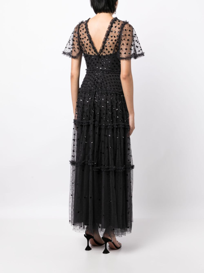 Shop Needle & Thread Thea Sequined Maxi Dress In Black