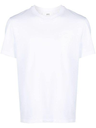 Shop Ami Alexandre Mattiussi Crew-neck Organic-cotton T-shirt In White