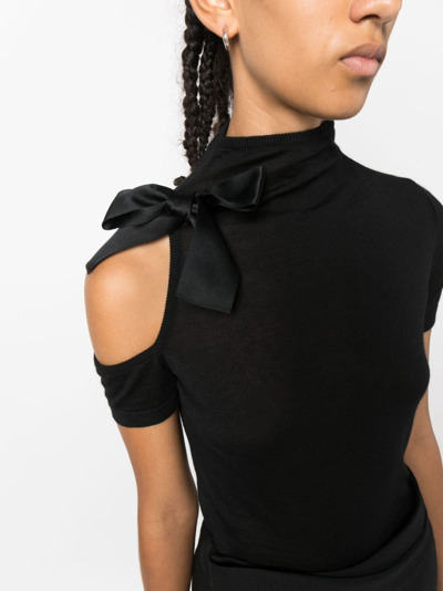 Shop Giambattista Valli Bow-detail Wool-blend Top In Black