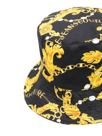 Shop Versace Jeans Couture Baroque-pattern Bucket Hat In Black