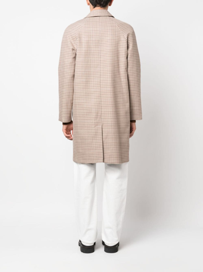Shop Apc Check-pattern Cotton Coat In Neutrals