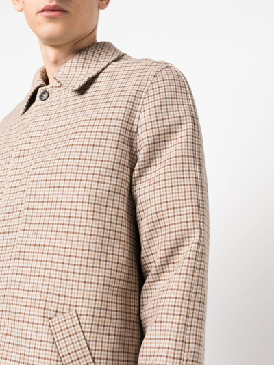 Shop Apc Check-pattern Cotton Coat In Neutrals