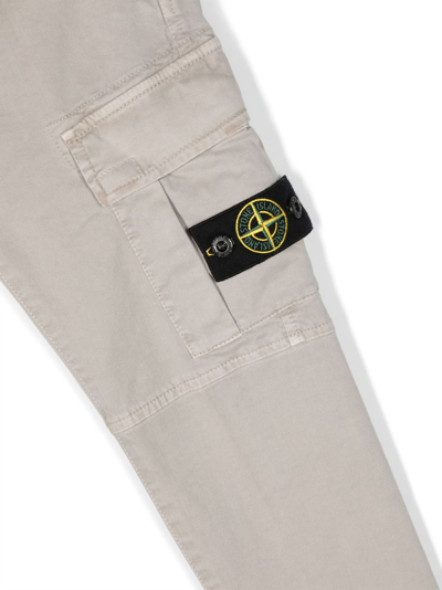 Shop Stone Island Junior Compass-patch Cargo Jeans In Grey