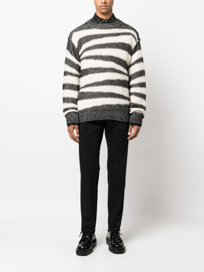 Shop Apc Striped Cotton-blend Jumper In Grey
