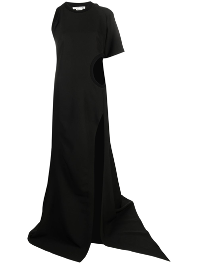 Shop Alessandro Vigilante Cut-out Asymmetric Maxi Dress In Black