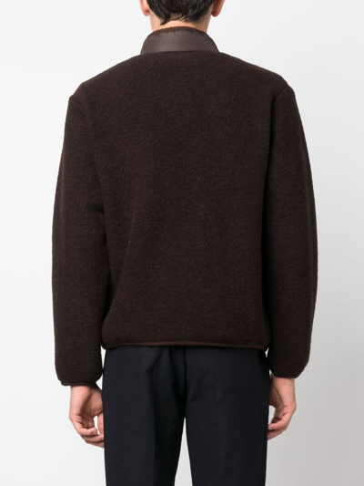 Shop Apc Logo-patch Wool-blend Jacket In Brown