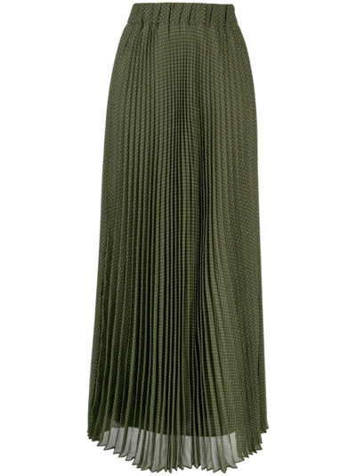 Shop P.a.r.o.s.h Polka-dot Pleated Skirt In Green