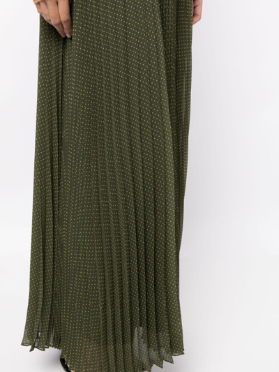 Shop P.a.r.o.s.h Polka-dot Pleated Skirt In Green