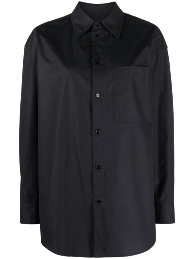 Shop Lemaire Overlapping-panel Cotton Shirt In Black