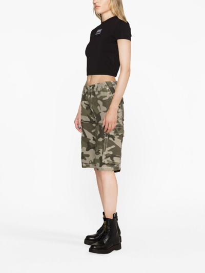 Versace Jeans Couture Logo-patch Cotton Crop Top In Black