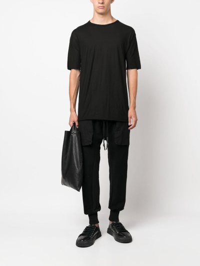 Shop Masnada Strap-detail Cotton T-shirt In Black
