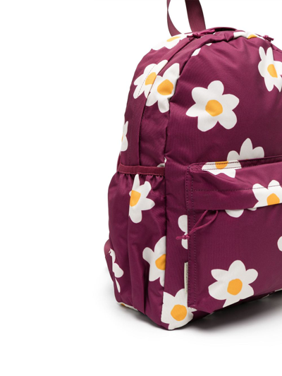 Shop Bobo Choses Floral-print Logo-patch Backpack In Purple