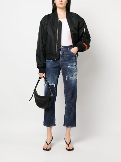 Shop Dsquared2 Distressed-effect High-waisted Jeans In Blue