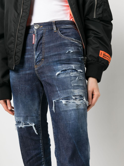Shop Dsquared2 Distressed-effect High-waisted Jeans In Blue