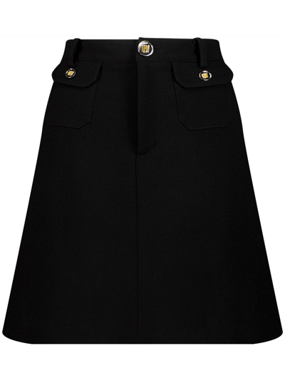 Shop Giambattista Valli High-waist Wool Straight Skirt In Black