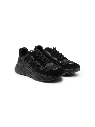 Shop Balmain Logo-embellished Leather Sneakers In Black