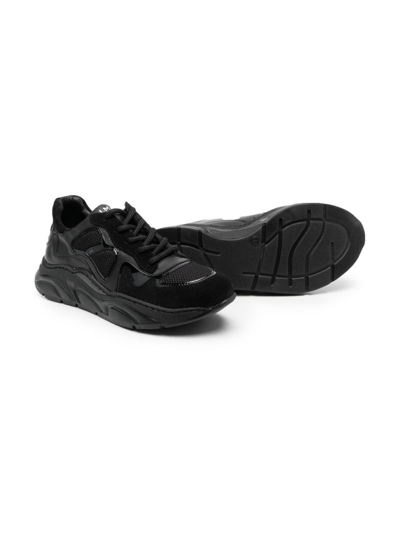 Shop Balmain Logo-embellished Leather Sneakers In Black