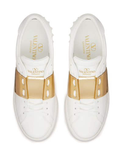 Shop Valentino Open Disco 85mm Wedge Sneakers In White