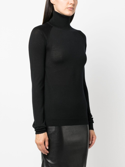 Shop Armarium Roll-neck Fine-knit Jumper In Black