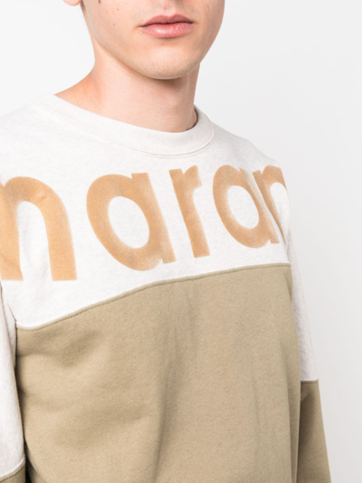 Isabel Marant Logo-print Ribbed Sweatshirt In Green