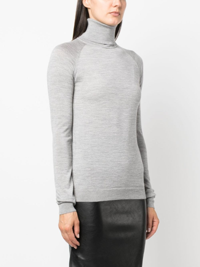 Shop Armarium Roll-neck Fine-knit Jumper In Grey