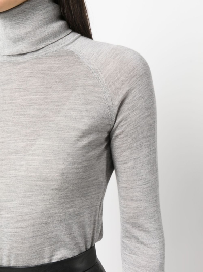 Shop Armarium Roll-neck Fine-knit Jumper In Grey