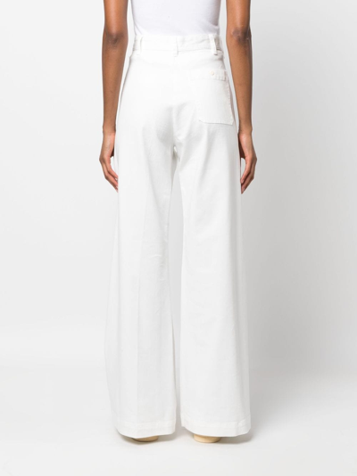 Polo Ralph Lauren High-waisted Stretch-cotton Palazzo Pants In White