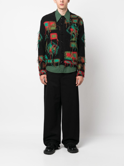 Shop Andersson Bell Village Intarsia-knit Cardigan In Black