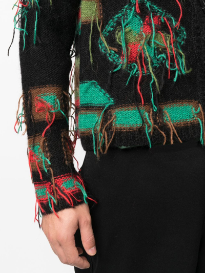 Shop Andersson Bell Village Intarsia-knit Cardigan In Black