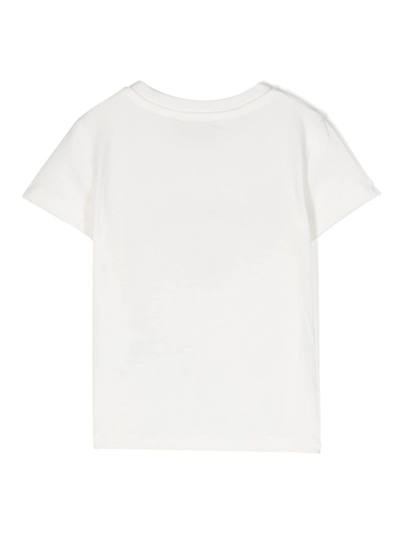 Shop Moschino Logo-embroidered Crew-neck T-shirt In White
