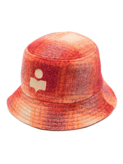 Shop Isabel Marant Haley Checked Bucket Hat In Orange