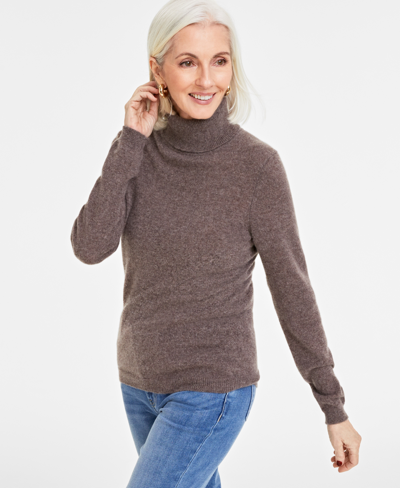 Charter Club Women's 100% Cashmere Turtleneck Sweater, Regular & Petite,  Created For Macys In Mink Heather | ModeSens