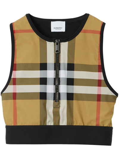 Shop Burberry Vintage Check-pattern Sleeveless Crop Top In Schwarz