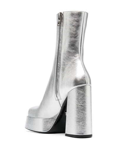 Shop Versace Aevitas 170mm Metallic-effect Boots In Silber