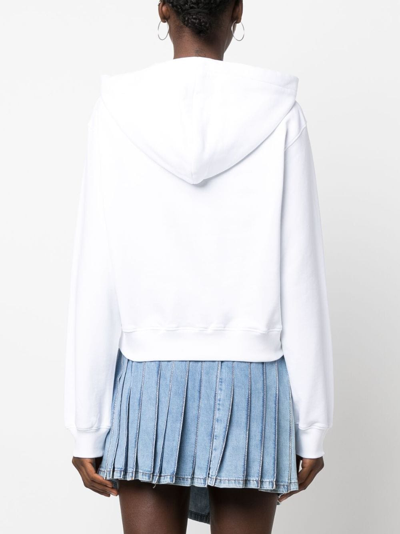 Shop Moschino Logo-print Cotton Hoodie In Weiss