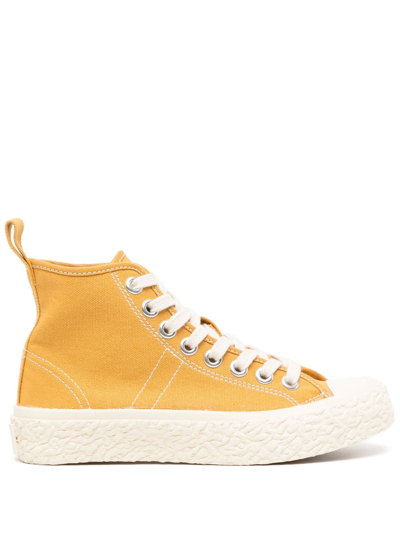 Shop Ymc You Must Create Vulcanised Decorative-stitching High-top Sneakers In Yellow