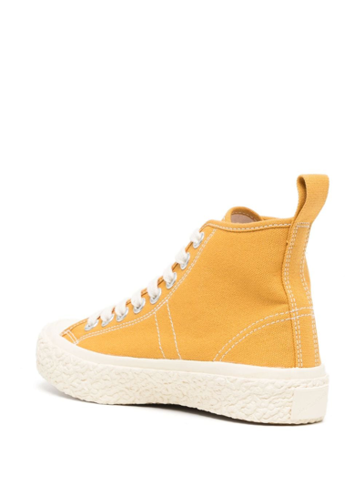 Shop Ymc You Must Create Vulcanised Decorative-stitching High-top Sneakers In Yellow