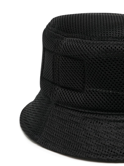 Shop Rick Owens Logo-embroidered Mesh Bucket Hat In Schwarz