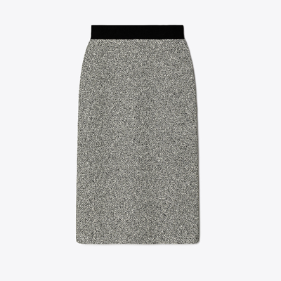 Shop Tory Burch Speckled Knit Skirt In Speckled Black